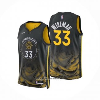 Camiseta Golden State Warriors James Wiseman #33 Ciudad 2022-23 Negro