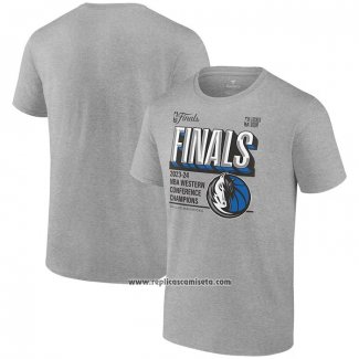 Camiseta Manga Corta Dallas Mavericks 2024 Western Conference Champions Gris