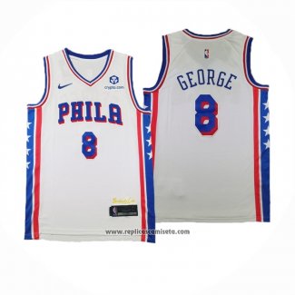 Camiseta Philadelphia 76ers Paul George NO 8 Association 2024-25 Blanco