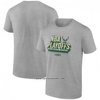 Camiseta Manga Corta Milwaukee Bucks 2024 NBA Playoffs Gris