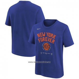 Camiseta Manga Corta New York Knicks 2024 NBA Playoffs Mantra Azul