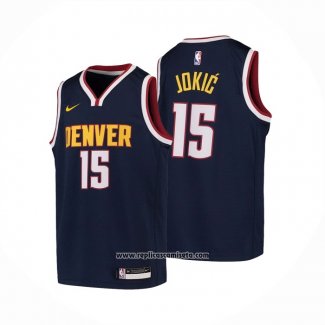 Camiseta Nino Denver Nuggets Nikola Jokic #15 Icon 2020-21 Azul