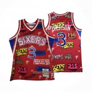 Camiseta Philadelphia 76ers Allen Iverson #3 Slap Sticker Mitchell & Ness 1996-97 Rojo
