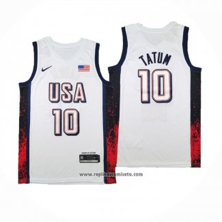 Camiseta USA 2024 Jayson Tatum #10 Blanco