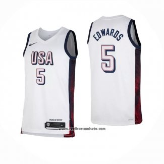 Camiseta USA 2024 Anthony Edwards #5 Blanco