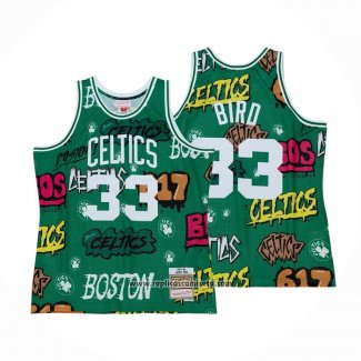 Camiseta Boston Celtics Larry Bird #33 Slap Sticker Mitchell & Ness 1985-86 Verde