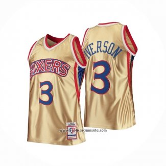 Camiseta Philadelphia 76ers Allen Iverson #3 Mitchell & Ness 1996-97 Oro