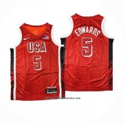 Camiseta USA 2024 Anthony Edwards #5 Juegos Olimpicos Rojo