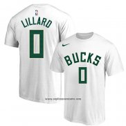 Camiseta Manga Corta Milwaukee Bucks Damian Lillard Blanco