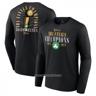 Camiseta Manga Larga Boston Celtics 2024 NBA Finals Champions Signature Negro